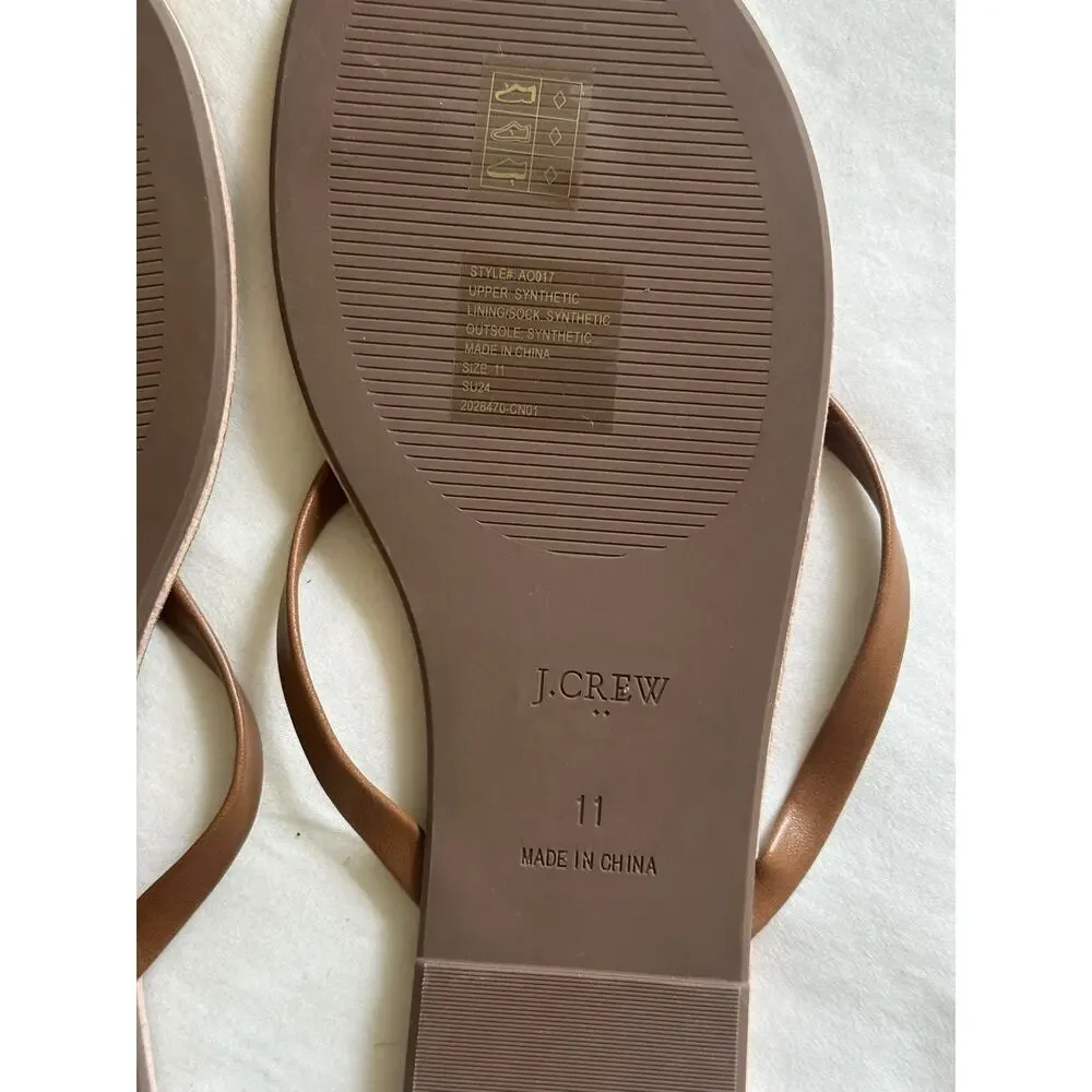 J.Crew Womens Size 11 Brown Flip Flop Sandals Thong Flat New